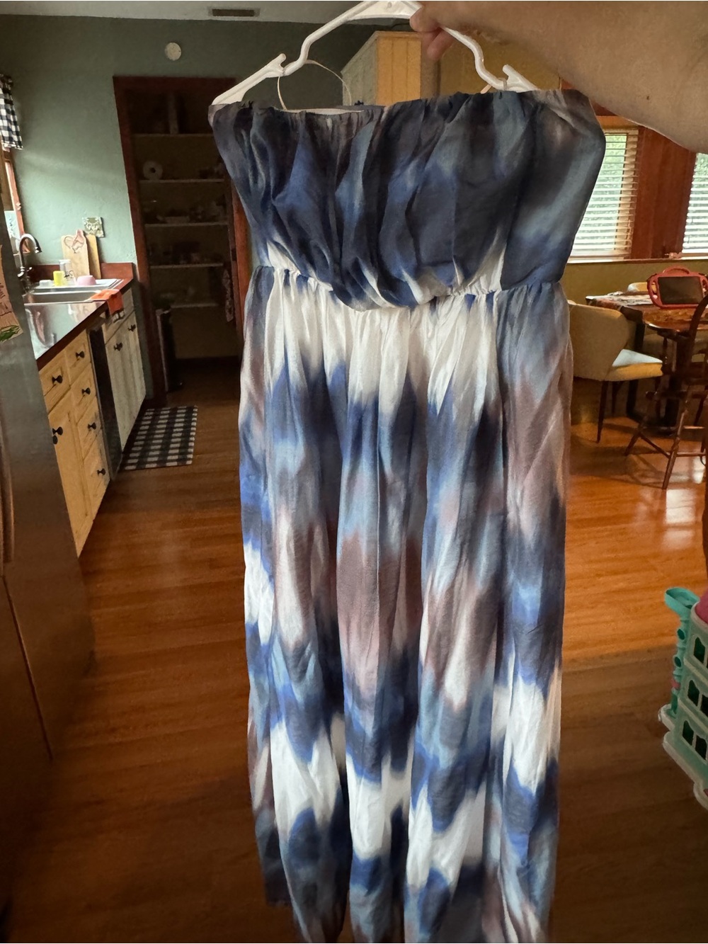 Banana Republic Strapless Blue Tie-Dye Maxi Dress